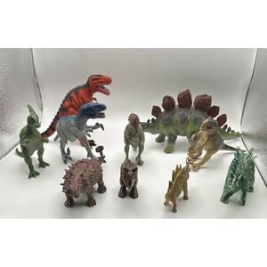 10 Dinosaur Toy Figure Lot T Rex Stegosaurus Ankylosaurus Raptor Kids Toys